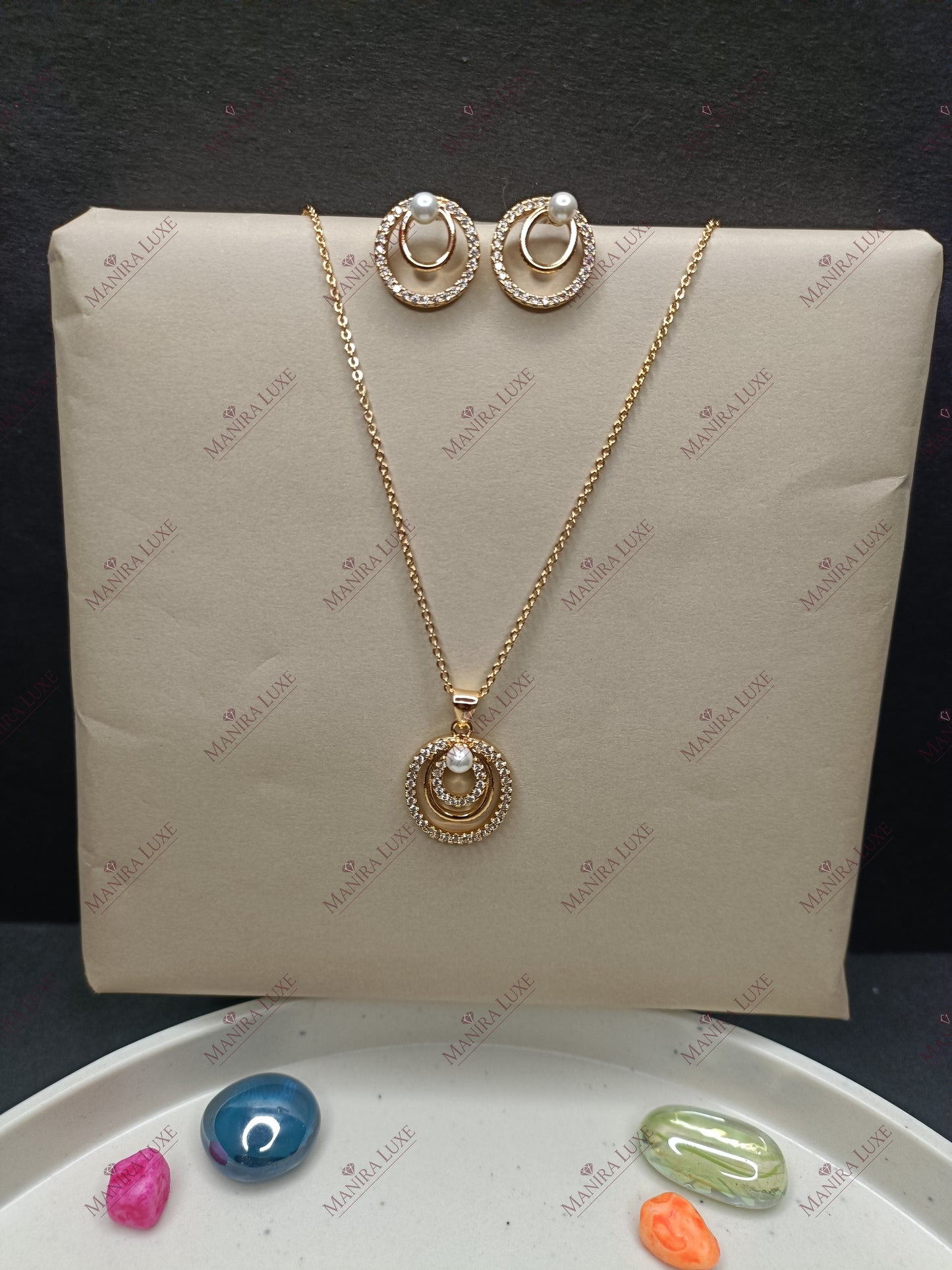 ETERNITY DUO ROSE GOLD NECKLACE WITH EARRINGS