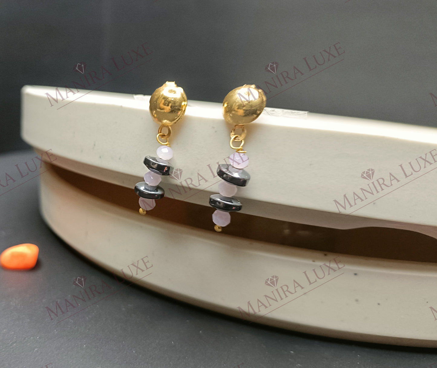 THE ECLIPSE COMBO SET GOLD EARRINGS & DUAL CHAIN NECKLACE