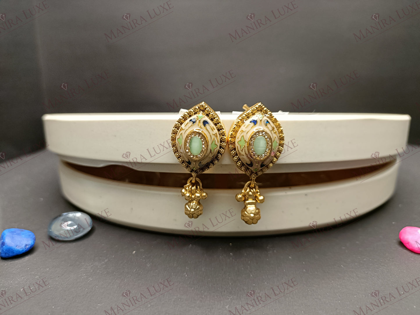 CHANDRIKA BRASS GOLD ANTIQUE NECKLACE & EARRING SET