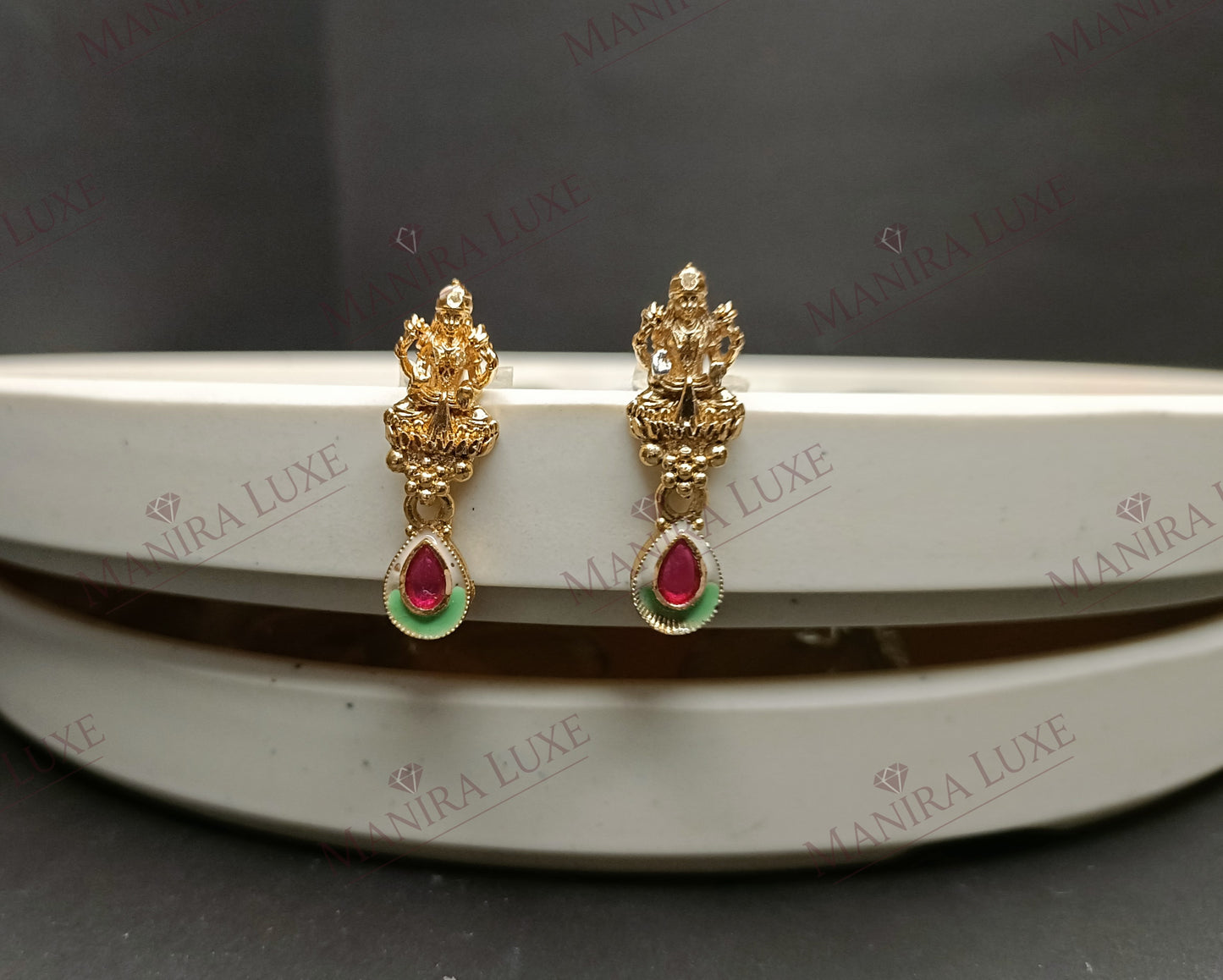 LAKSHMI HERITAGE BRASS GOLD NECKLACE & EARRING SET