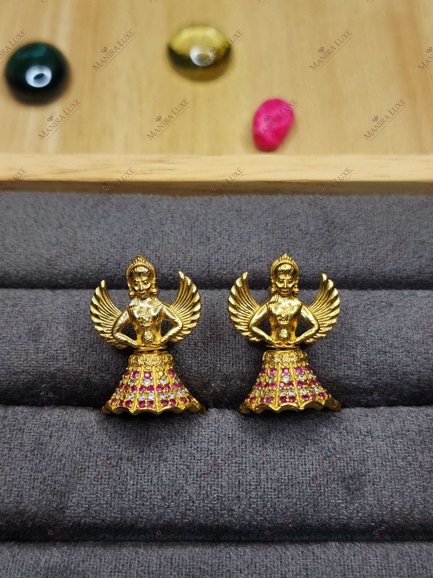AURELIAN ANGEL BRASS GOLD PENDANT & EARRING SET