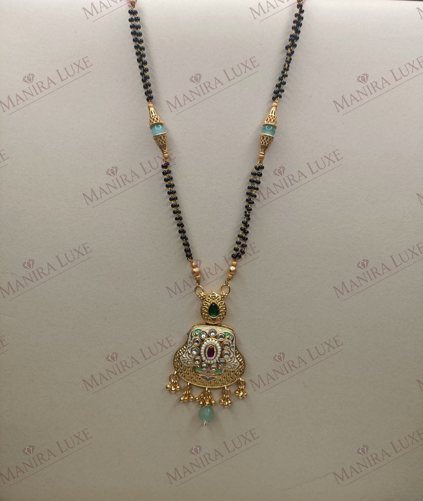 VIRASAT KUNDAN BRASS GOLD MANGALSUTRA SET