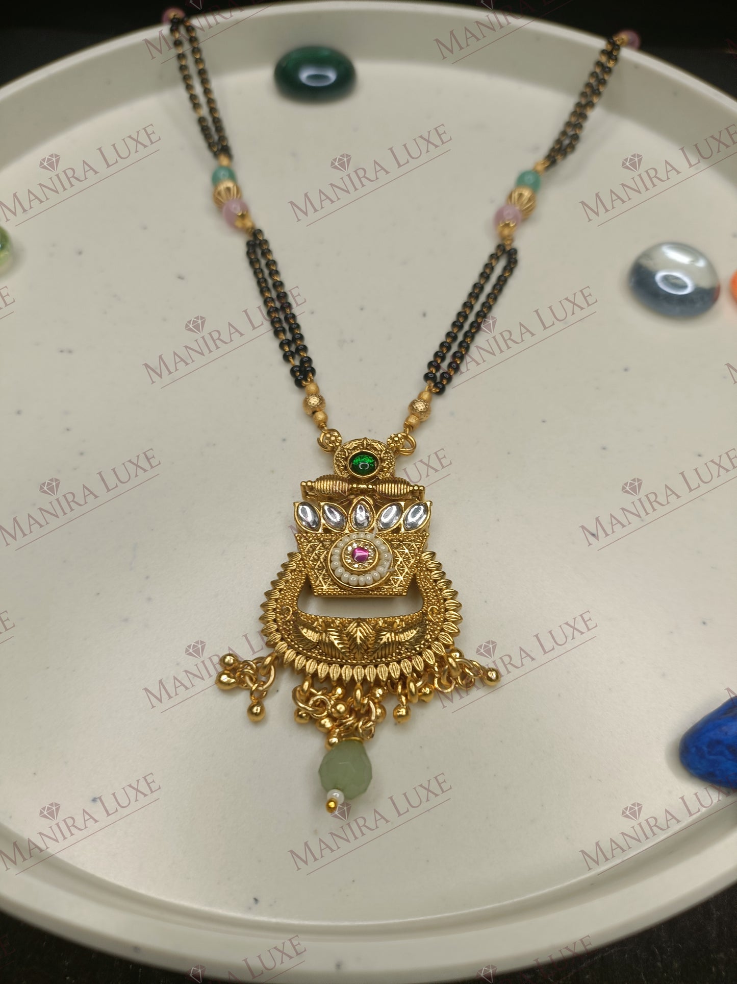 MANOHAR BRASS GOLD MANGALSUTRA SET