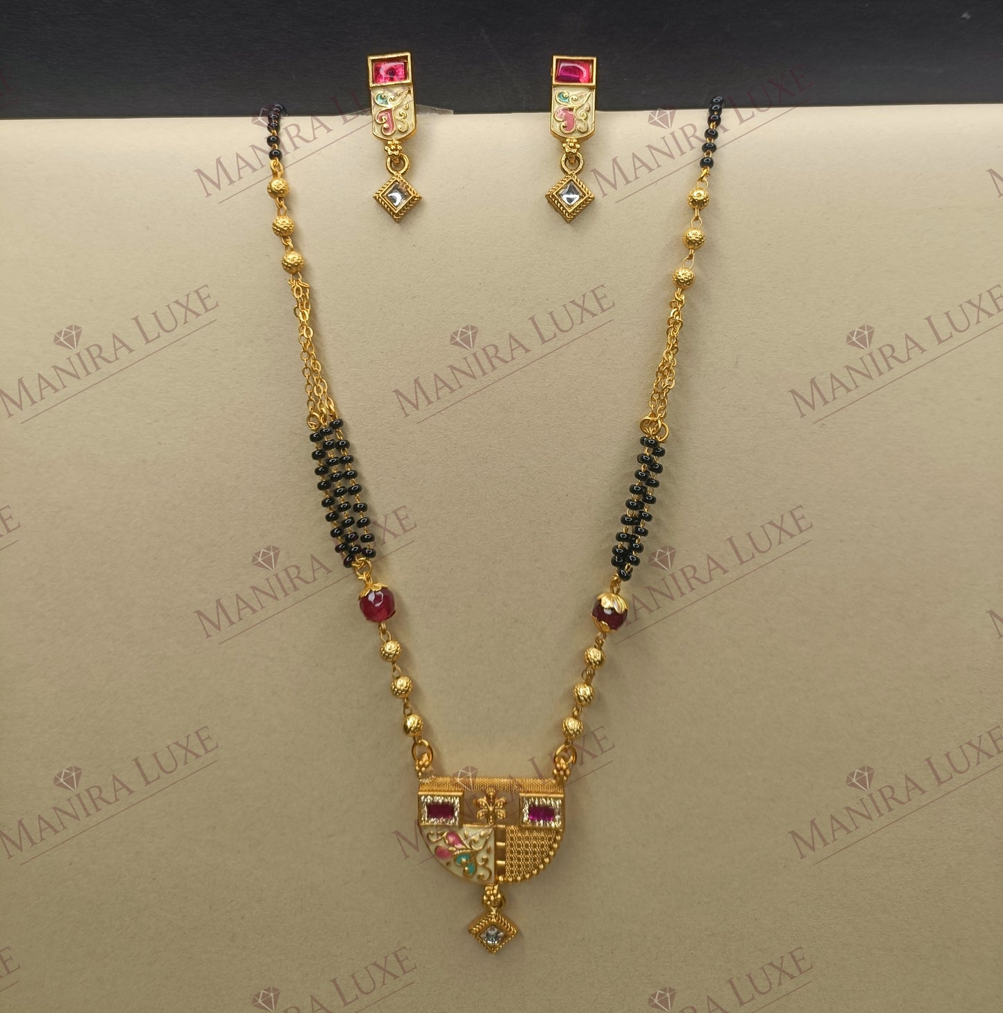 THE CRESCENT BLOOMS BRASS GOLD MANGALSUTRA SET