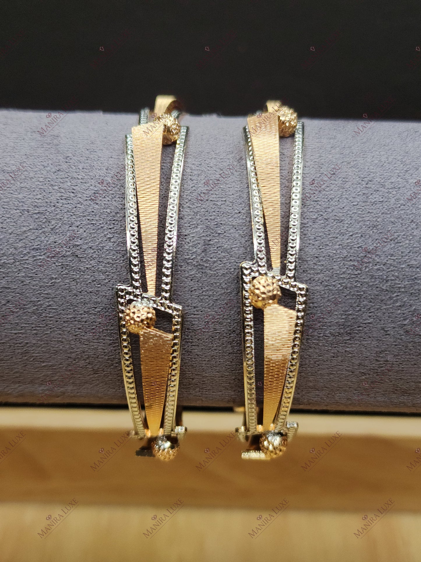 CREST & TROUGH CNC CARVED ROSE GOLD BANGLES