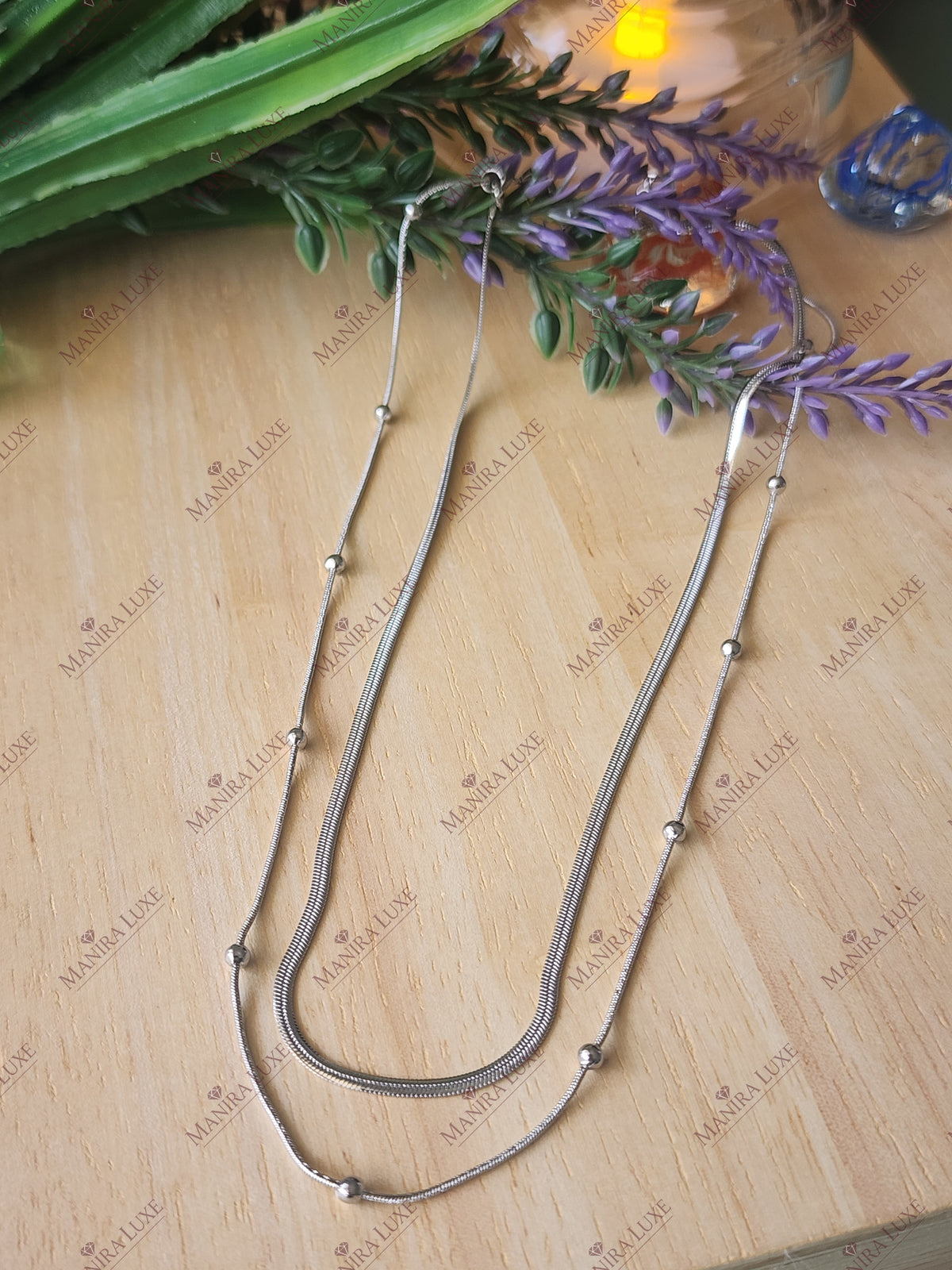 LUNAR ORBIT LAYERED SILVER NECKLACE