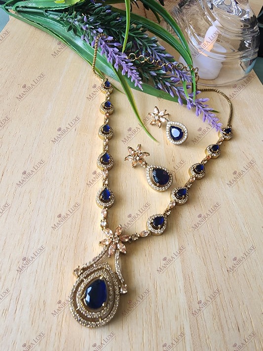 BLUSH RADIANCE GOLD NECKLACE WITH EARRINGS