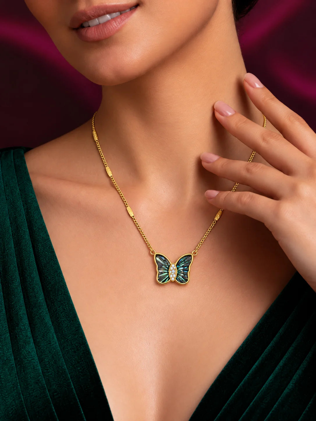 Iridescent Butterfly Necklace