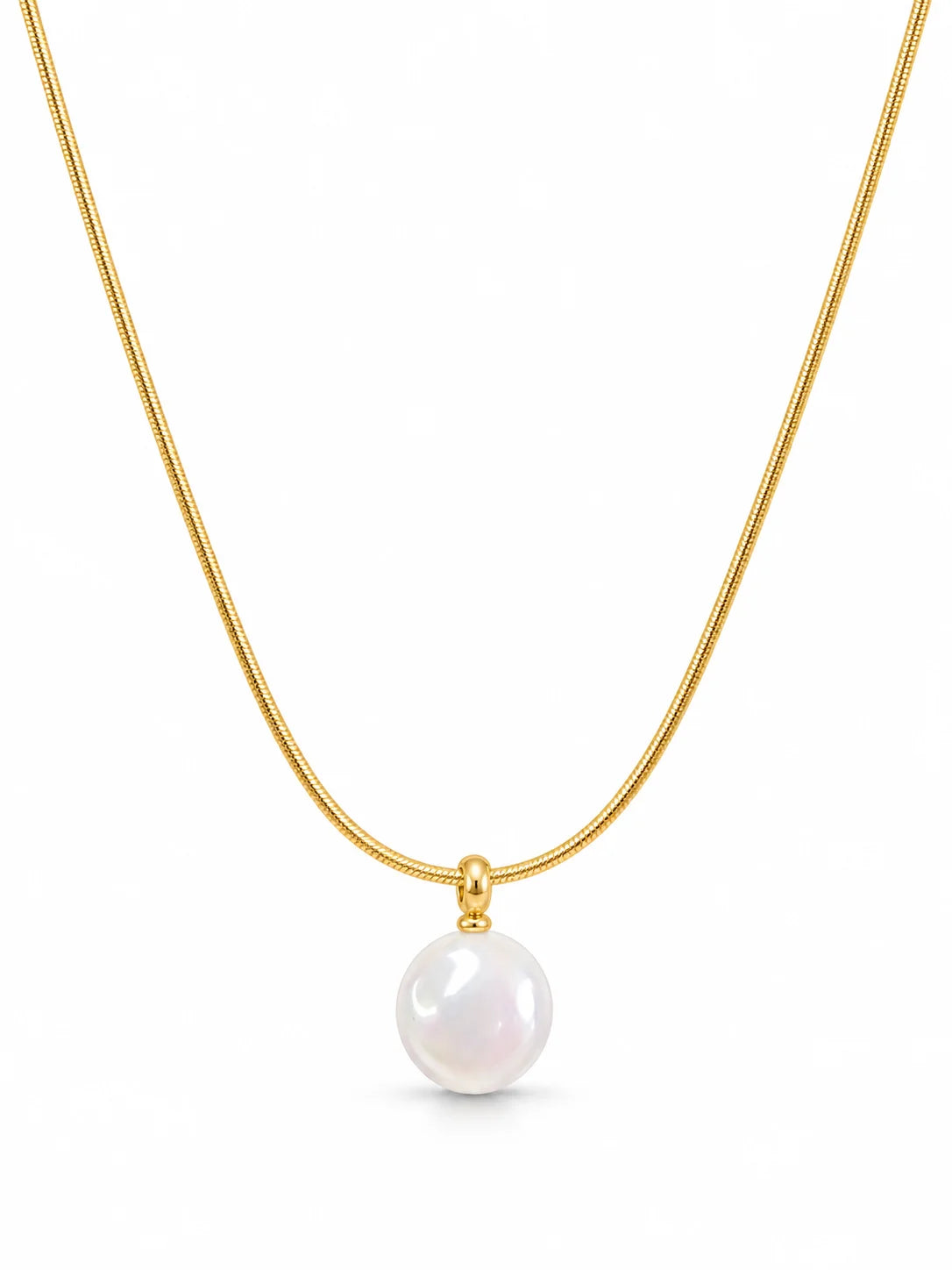 Delicate Gold Chain with Oval Pearl Pendant