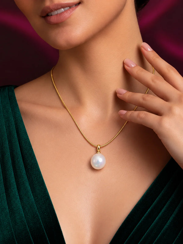 Delicate Gold Chain with Oval Pearl Pendant