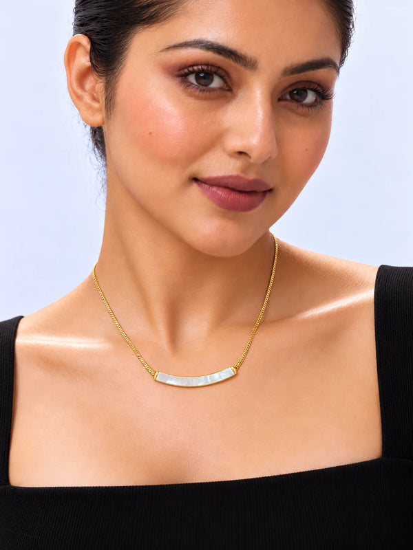 Gold Mother-of-Pearl Bar Necklace