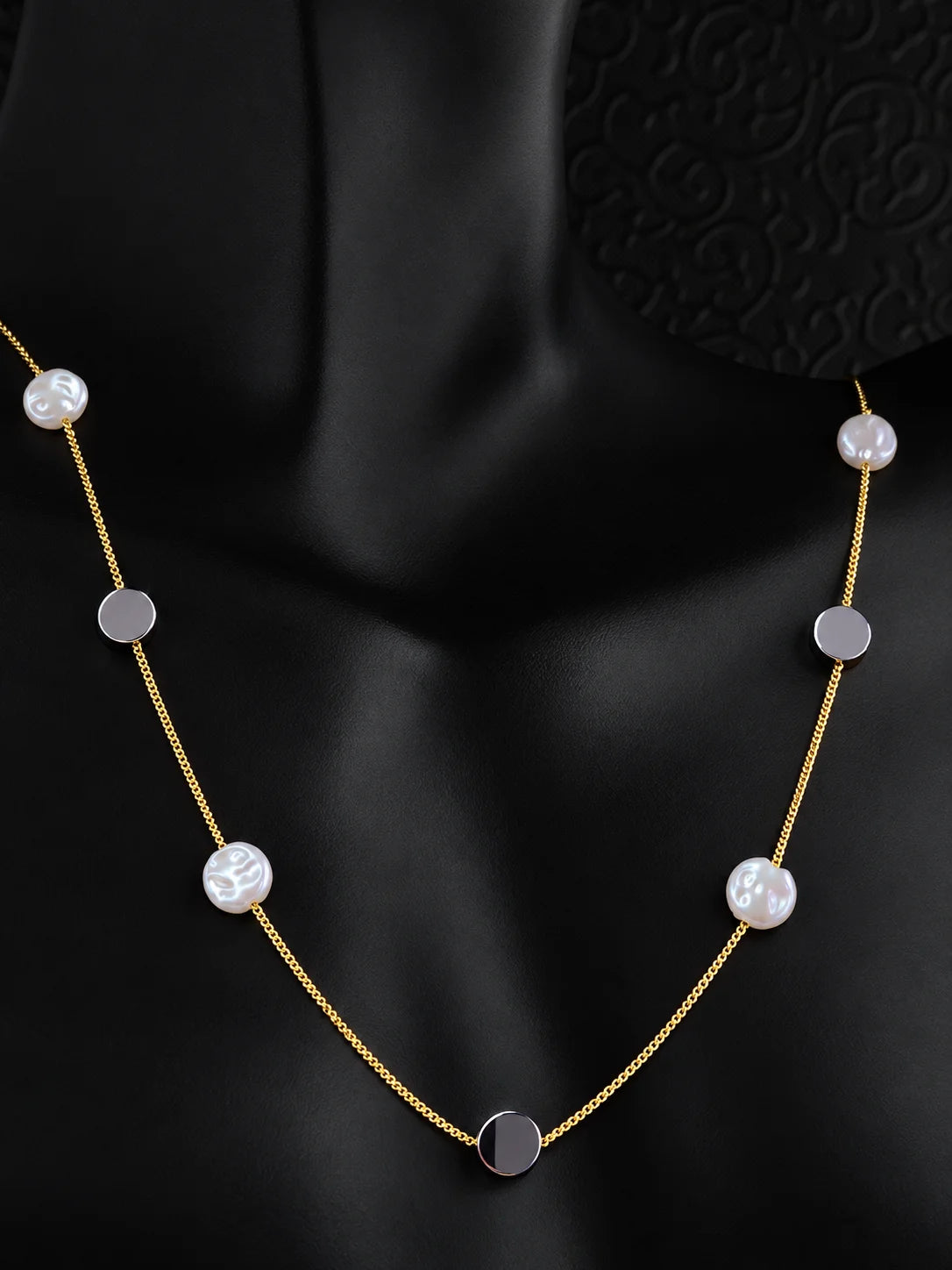 Seven-Station Pearl and Silver Necklace