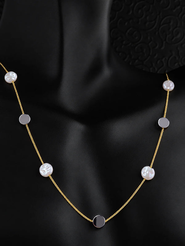 Seven-Station Pearl and Silver Necklace