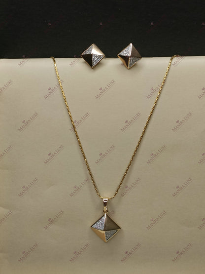 THE PRISM ROSE GOLD NECKLACE WITH EARRINGS