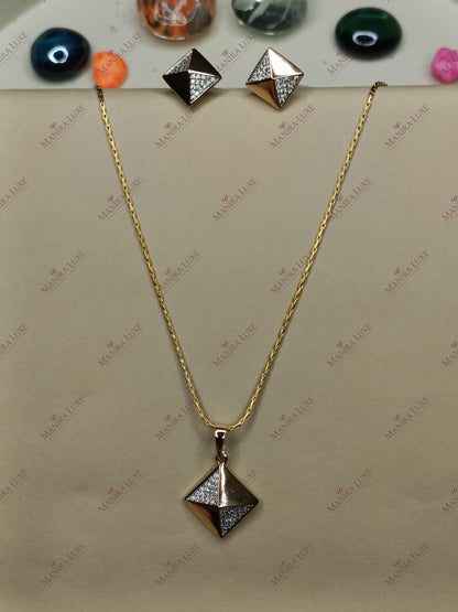 THE PRISM ROSE GOLD NECKLACE WITH EARRINGS
