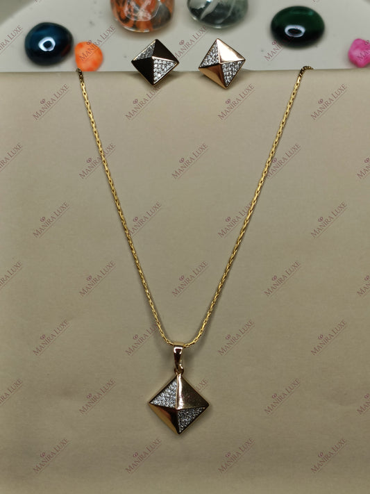 THE PRISM ROSE GOLD NECKLACE WITH EARRINGS