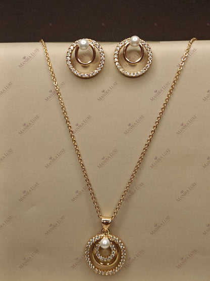 ETERNITY DUO ROSE GOLD NECKLACE WITH EARRINGS