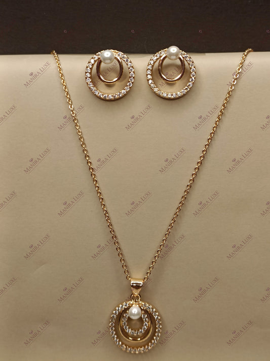 ETERNITY DUO ROSE GOLD NECKLACE WITH EARRINGS