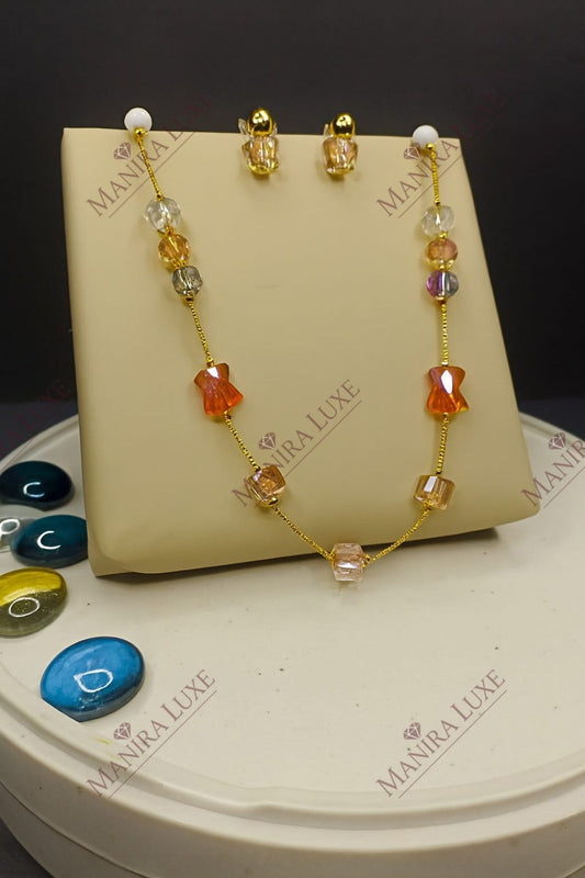 PRISM & FORGE COMBO SET GOLD EARRINGS & NECKLACE