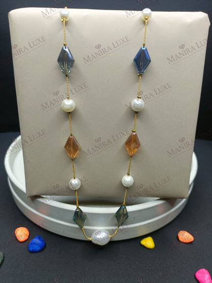 COASTAL MOSAIC COMBO SET GOLD EARRINGS & NECKLACE