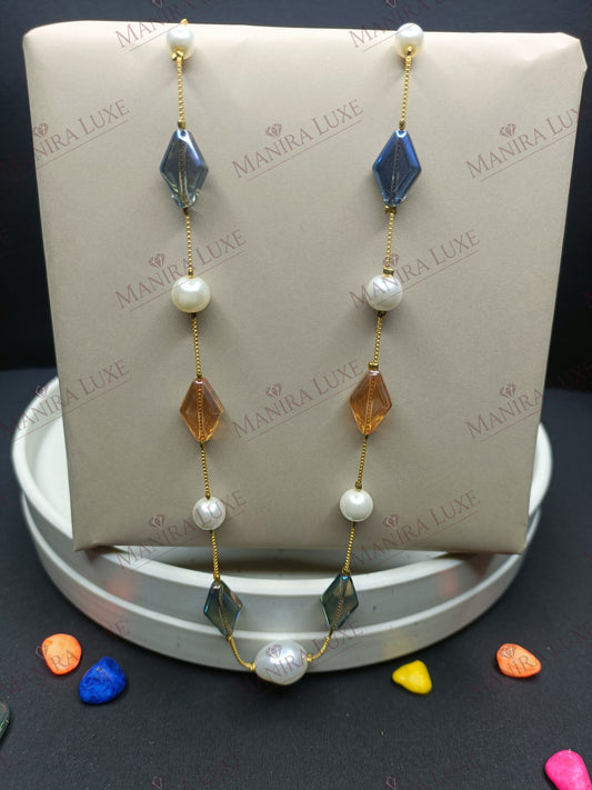 COASTAL MOSAIC COMBO SET GOLD EARRINGS & NECKLACE