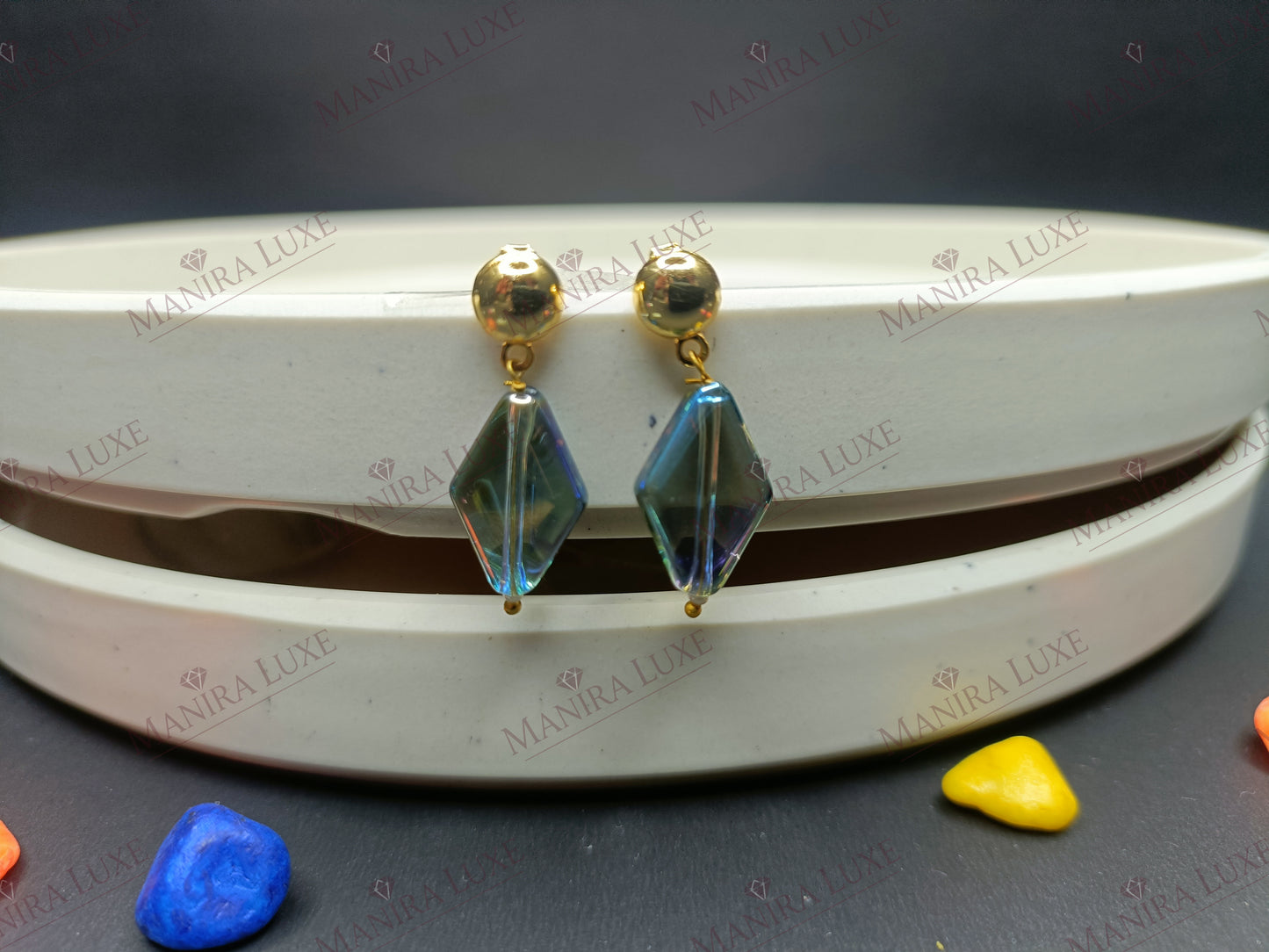 COASTAL MOSAIC COMBO SET GOLD EARRINGS & NECKLACE