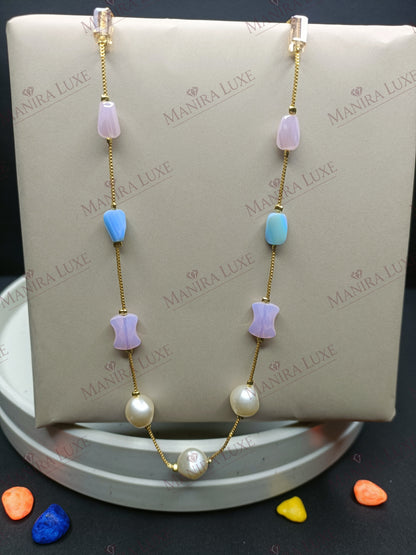PASTEL LUNA COMBO SET GOLD EARRINGS & NECKLACE