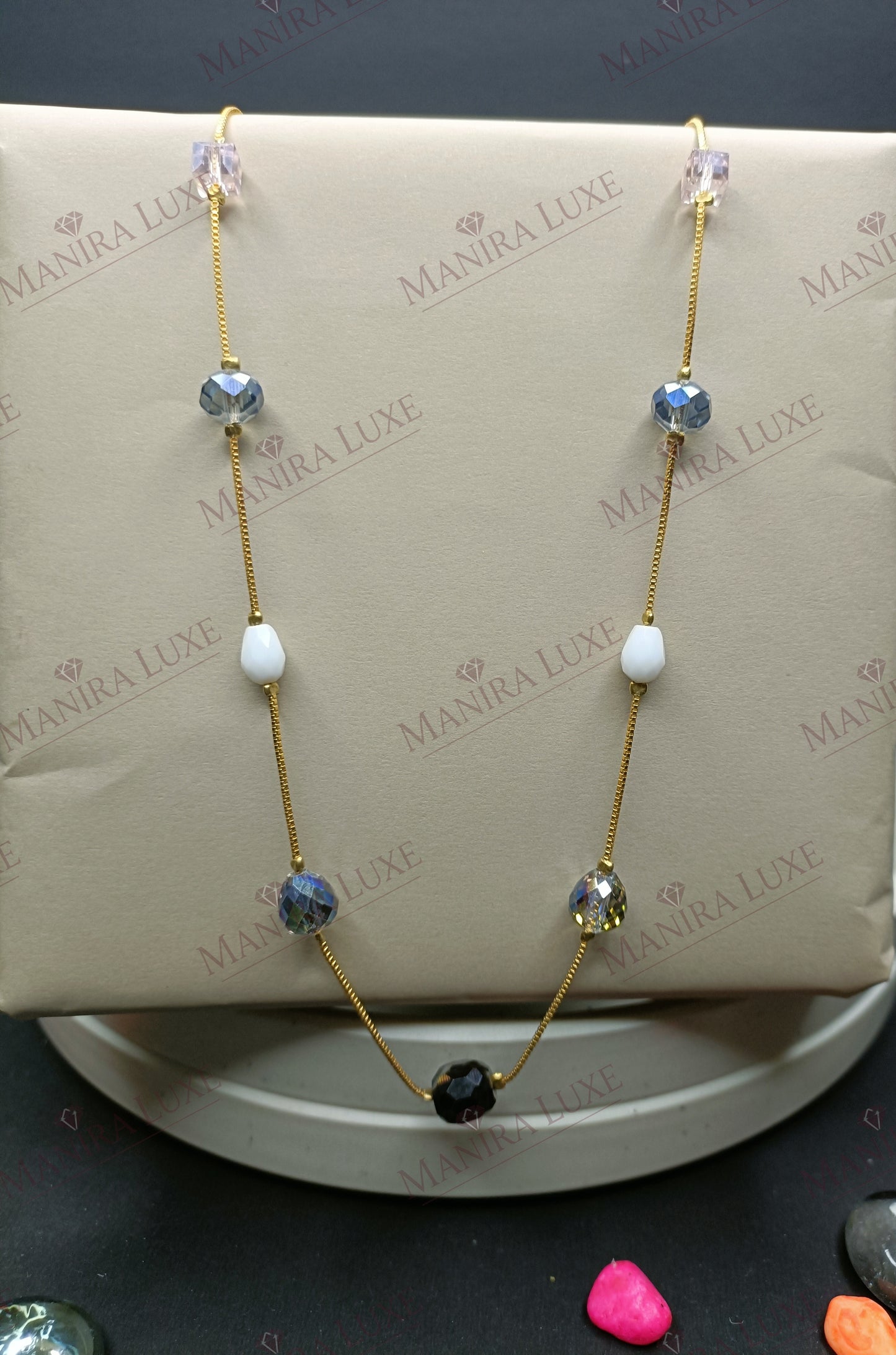 AZURE WHISPERS COMBO SET GOLD EARRINGS & NECKLACE