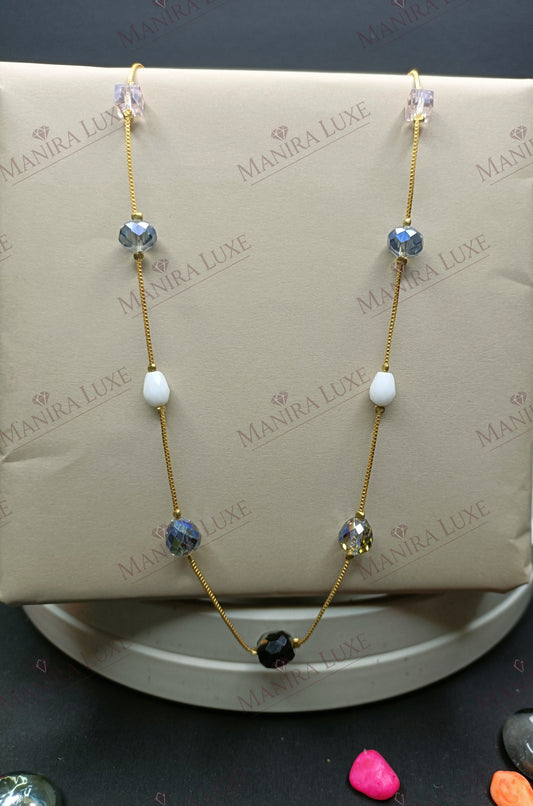 AZURE WHISPERS COMBO SET GOLD EARRINGS & NECKLACE
