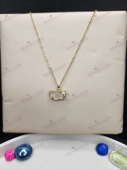 THE MOTHER OF PEARL NEBULA GOLD NECKLACE