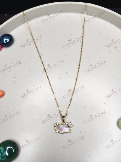 THE MOTHER OF PEARL NEBULA GOLD NECKLACE