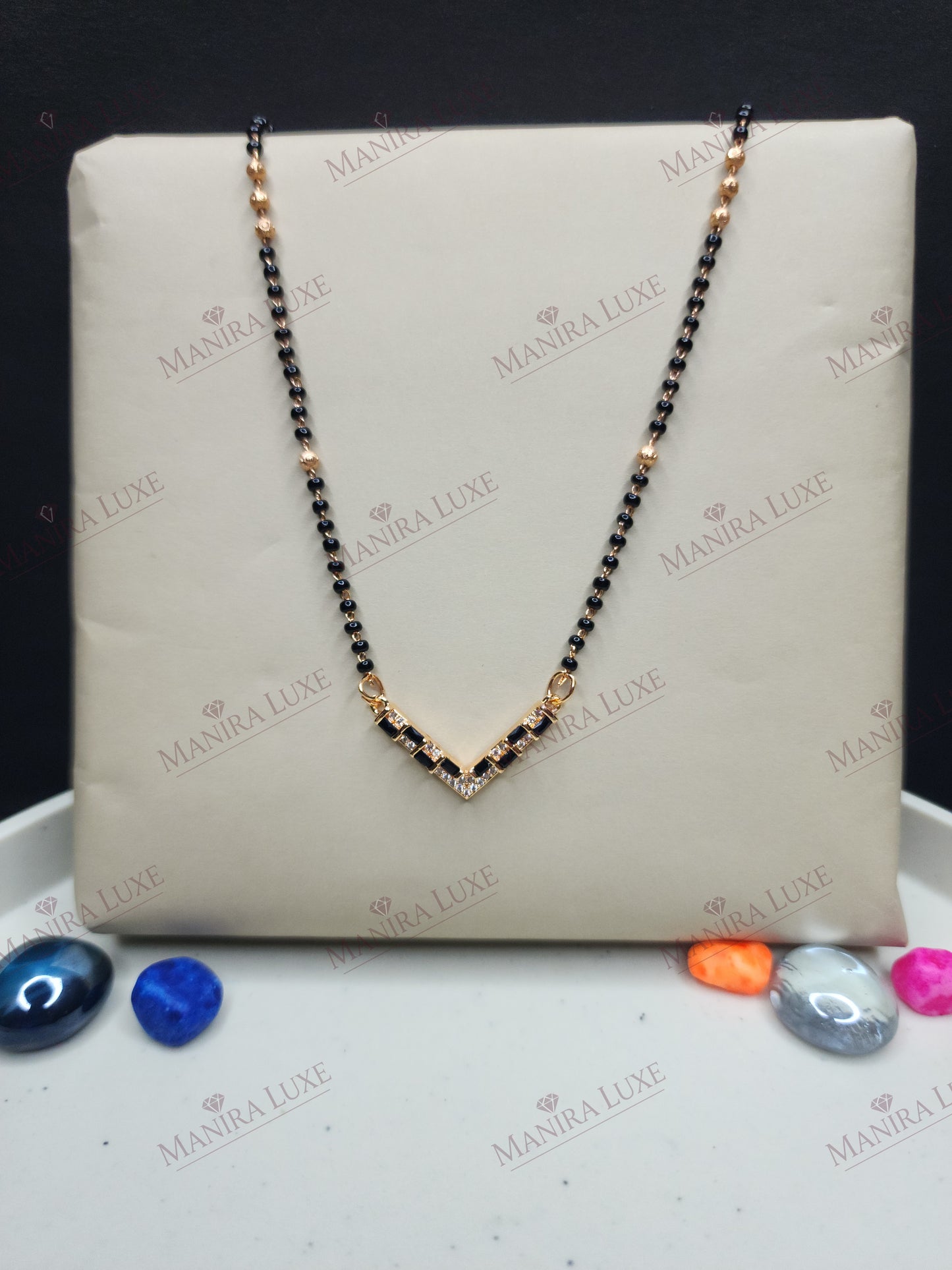CHEVRON SPARKLE ROSE GOLD MANGALSUTRA