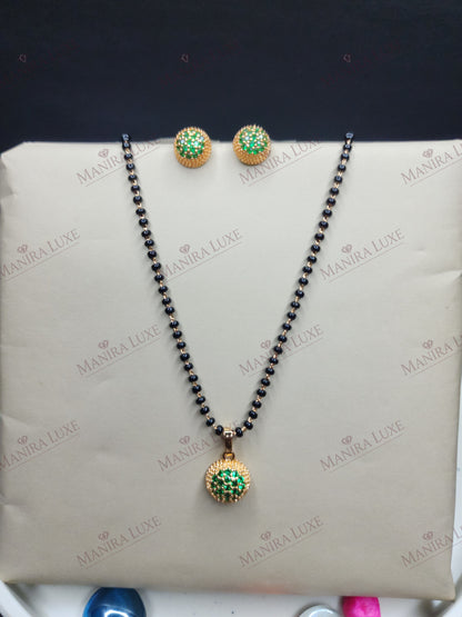 MANDALA EMERALD DROP GOLD MANGALSUTRA