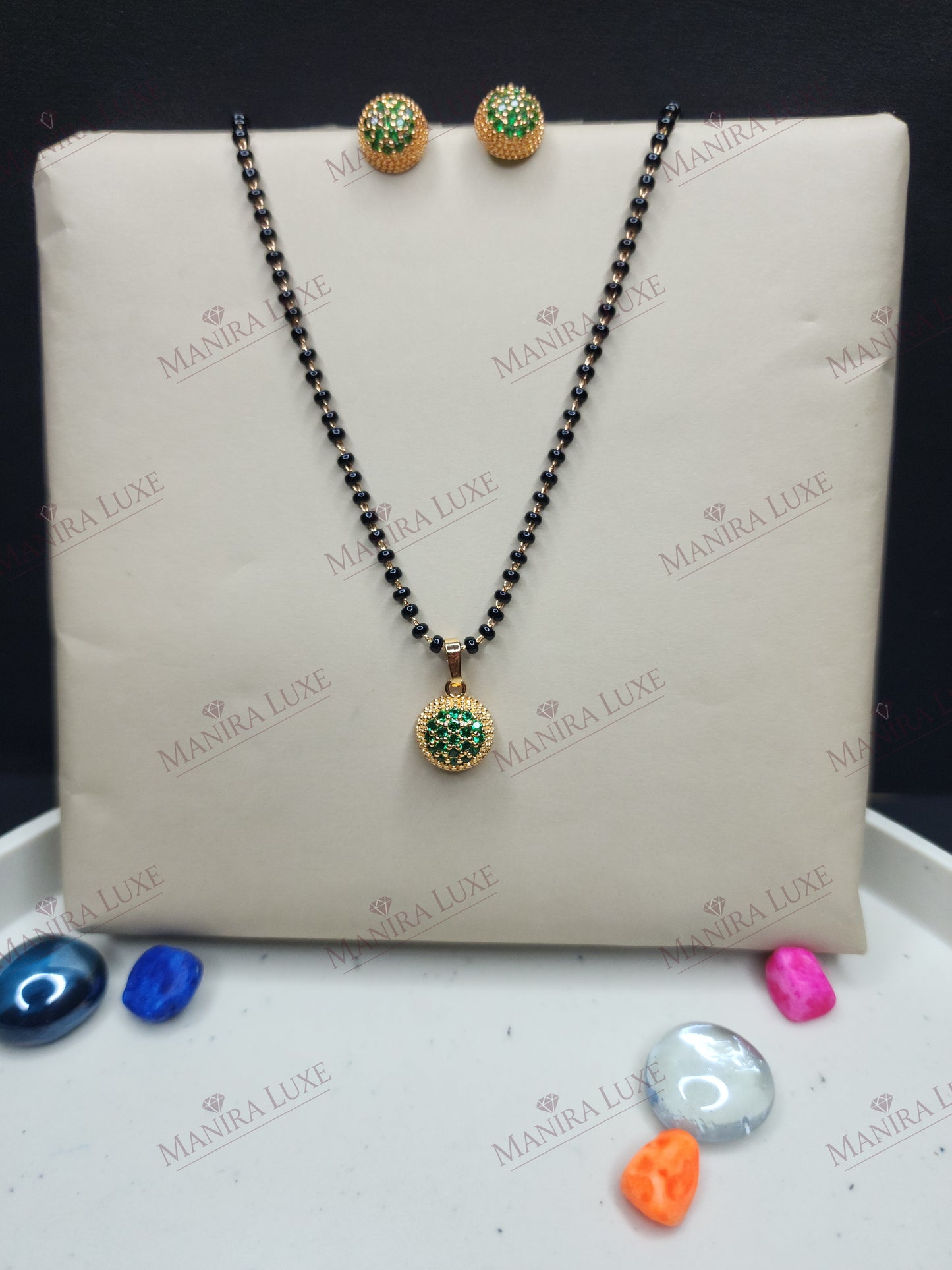 MANDALA EMERALD DROP GOLD MANGALSUTRA