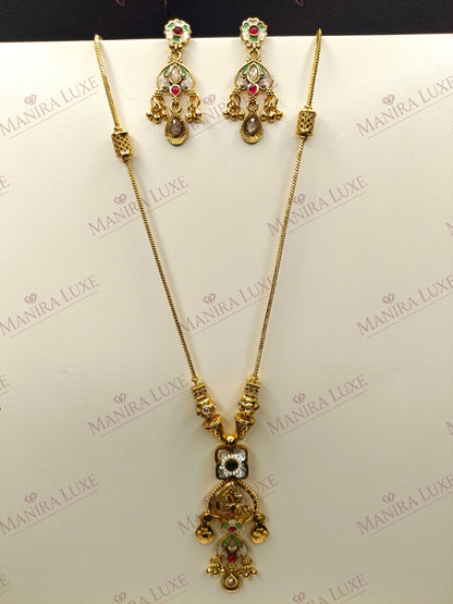 SUNEHRI MEENAKARI BRASS GOLD NEW HERITAGE LOOK NECKLACE & EARRING SET