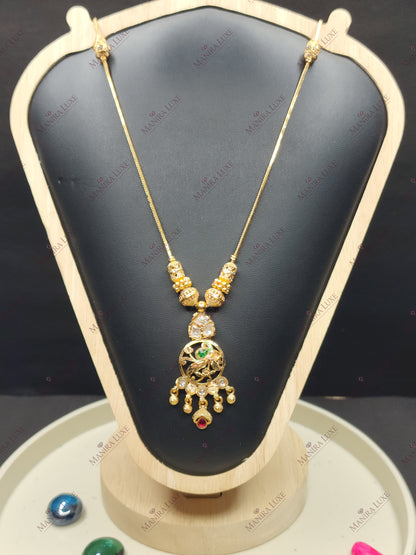 KEMPU JADAU FLORAL BRASS GOLD NEW HERITAGE LOOK NECKLACE & EARRING SET