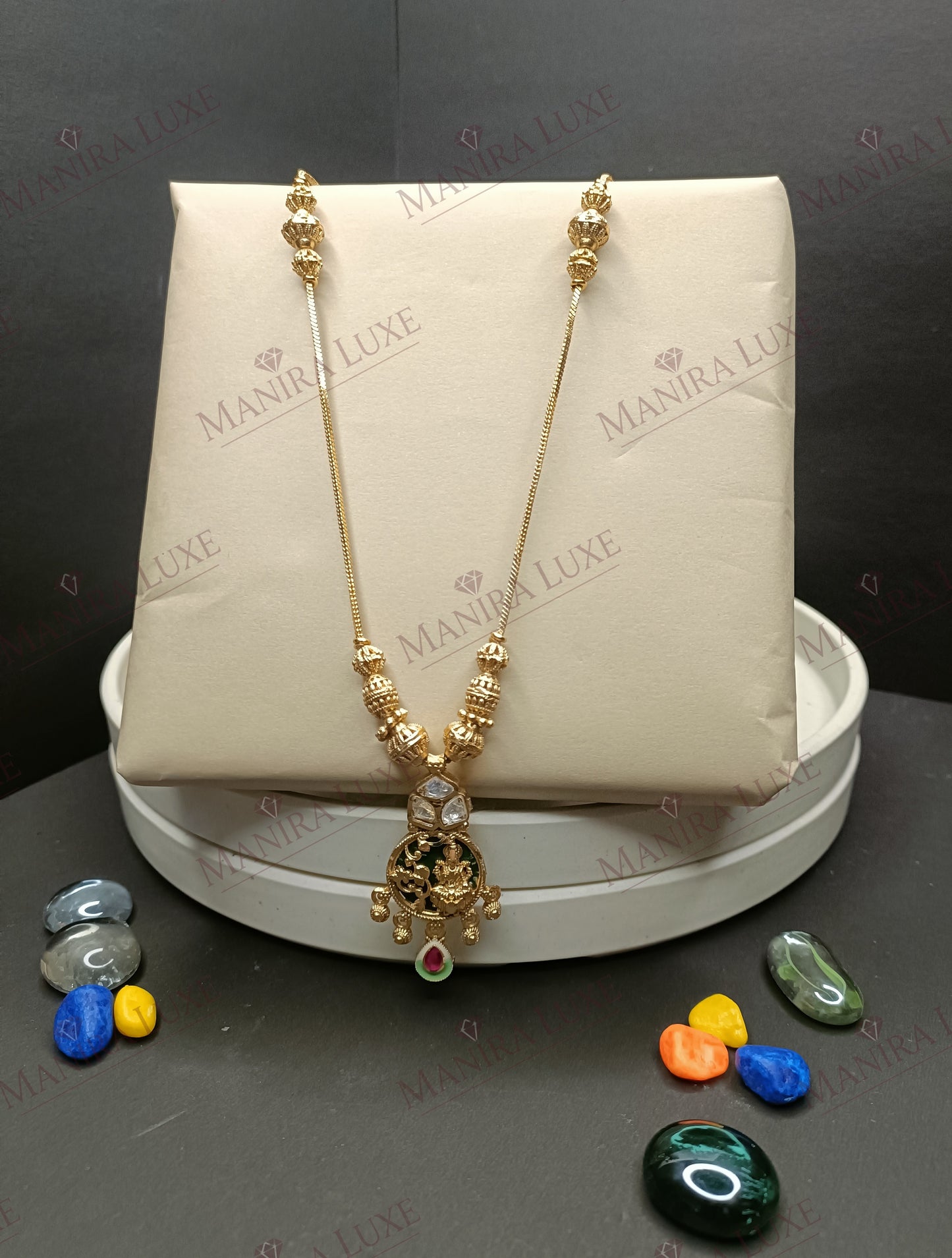 LAKSHMI HERITAGE BRASS GOLD NECKLACE & EARRING SET