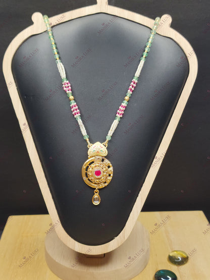 THE VERDANT BLOOM BRASS GOLD MALA SET