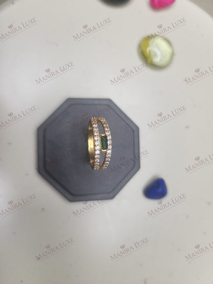 TWIN-FLAME EMERALD GOLD RING