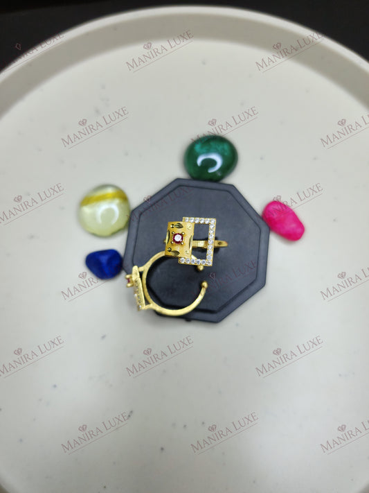THE QUADRA RUBY GOLD RING