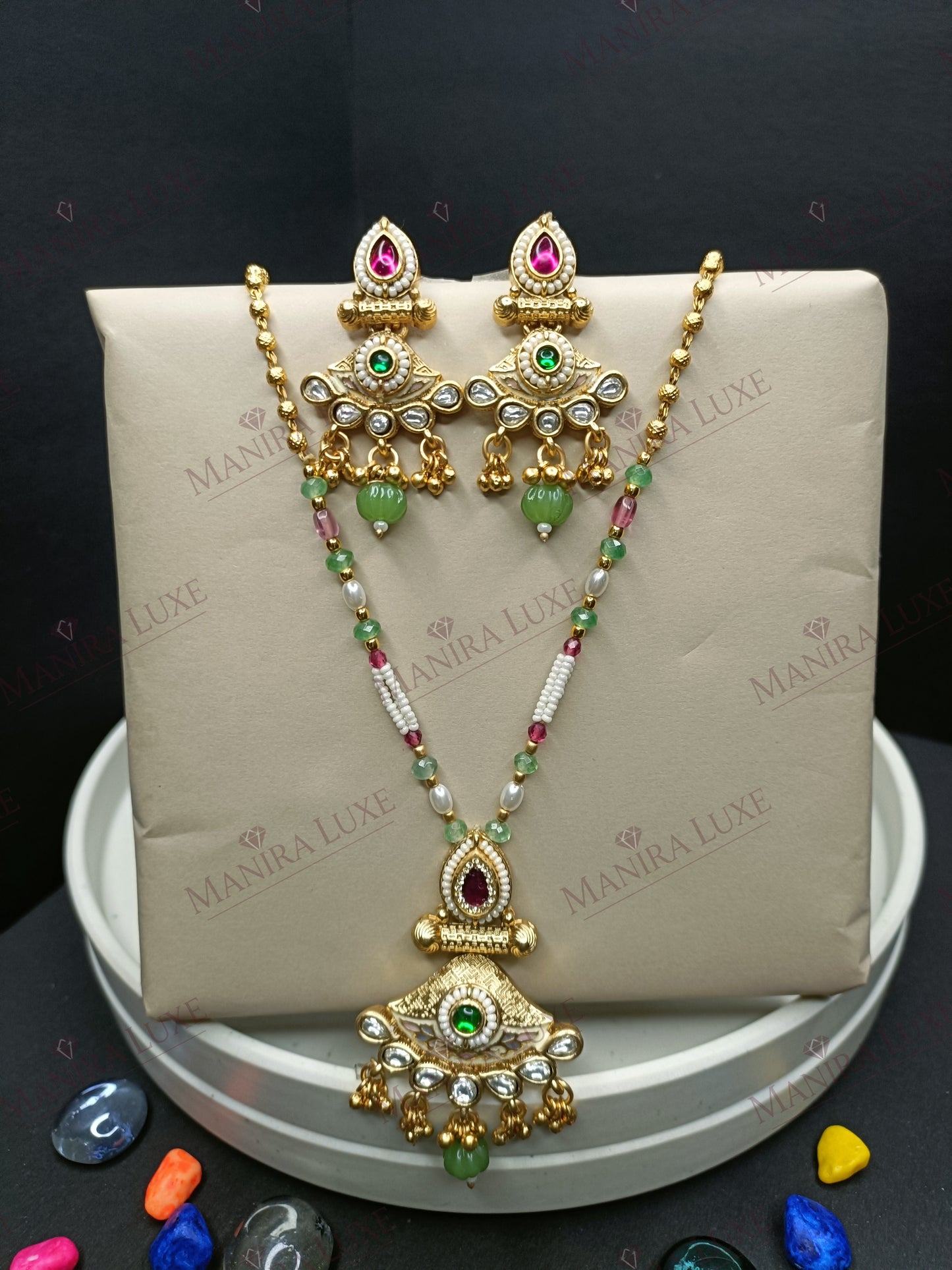 MAYURA BRASS GOLD ANTIQUE MALA SET