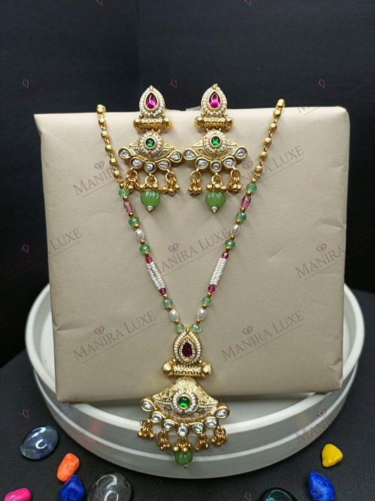 MAYURA BRASS GOLD ANTIQUE MALA SET