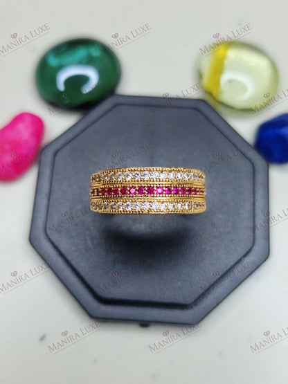 RUBY RIBBON GOLD RING