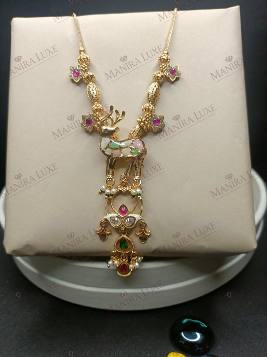 GOLDEN GRACEFUL FAWN BRASS GOLD NEW HERITAGE LOOK MALA SET