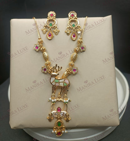 GOLDEN GRACEFUL FAWN BRASS GOLD NEW HERITAGE LOOK MALA SET