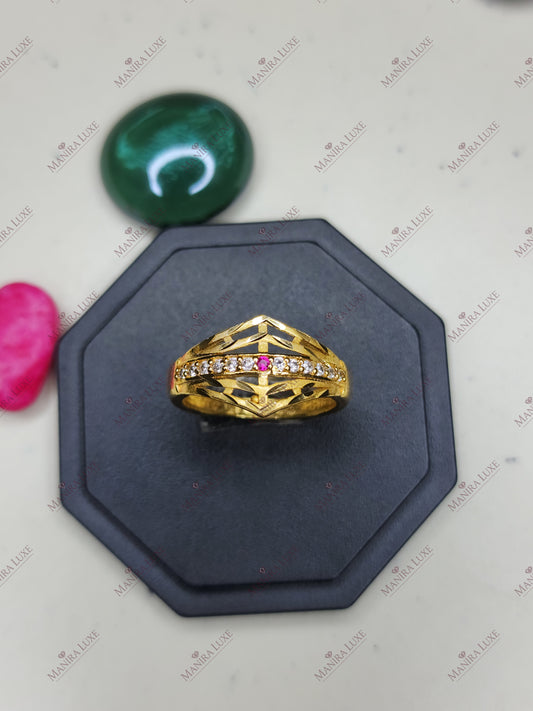 ROYAL LATTICE BAND GOLD RING