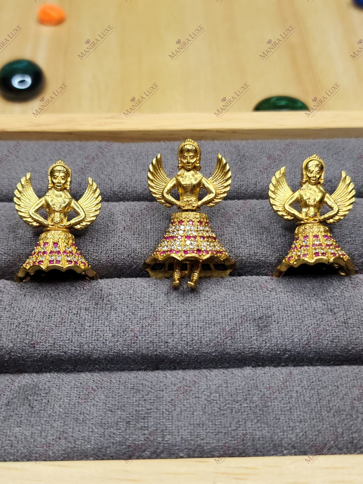 AURELIAN ANGEL BRASS GOLD PENDANT & EARRING SET