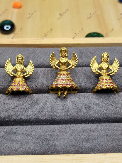 AURELIAN ANGEL BRASS GOLD PENDANT & EARRING SET
