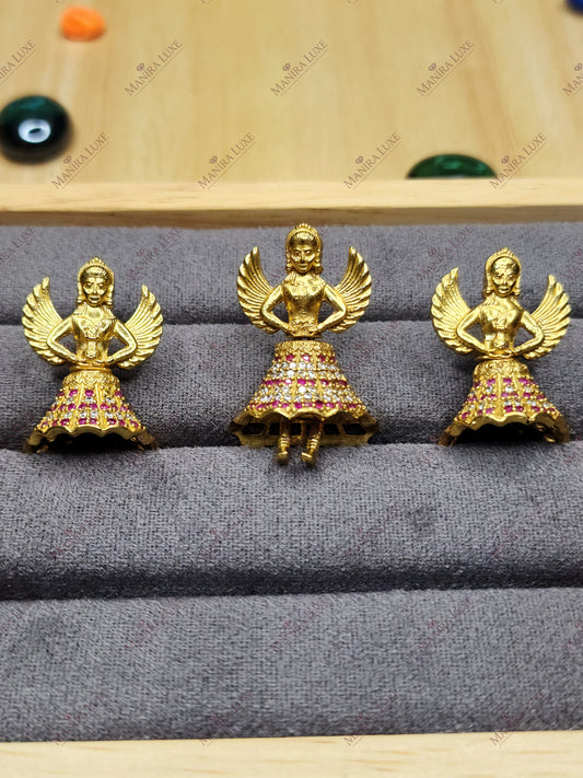 AURELIAN ANGEL BRASS GOLD PENDANT & EARRING SET