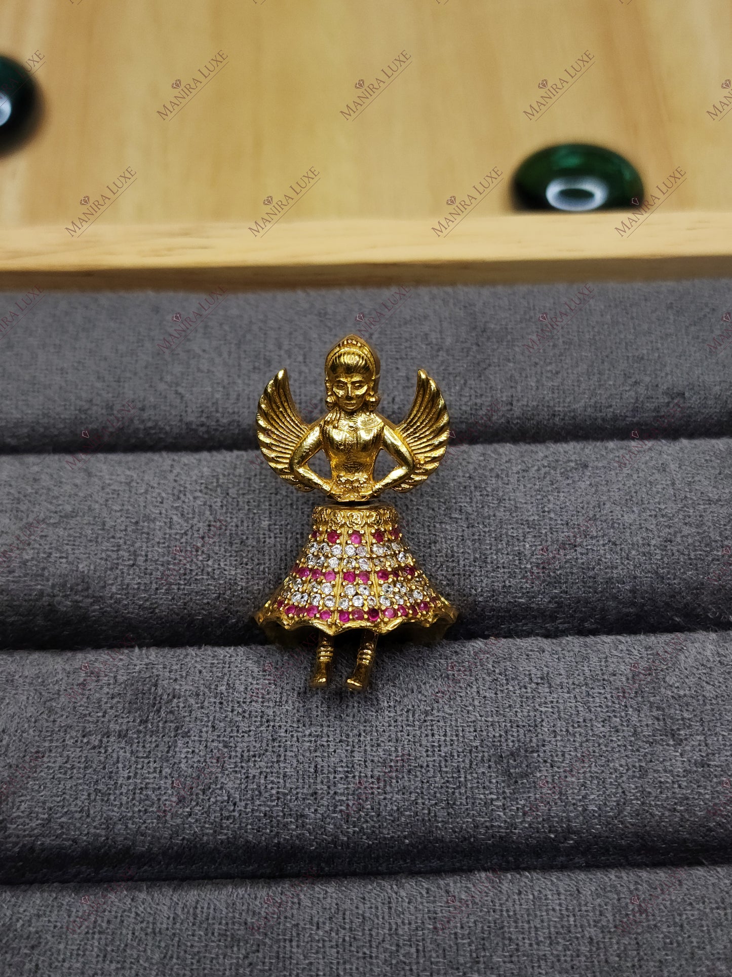 AURELIAN ANGEL BRASS GOLD PENDANT & EARRING SET